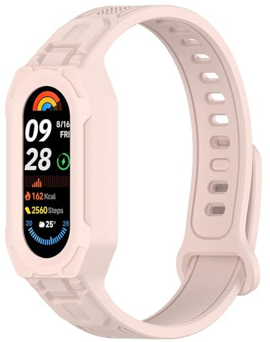 KUTEWEU Bracelet Compatible avec Xiaomi Band 9 8 7 6 5 4 3, Silicone de Montres en Souple Réglable de Remplacement Strap pour Xiaomi Band 9 8 7 6 5 4 3 Smartwatch Accessoires (Rose)