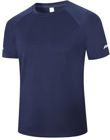 Cimic Men's T-Shirts Quick Dry Gym Tops Short Sleeve Sport Moisture Wicking Shirts Running Breathable Workout Athletic Tshirts(T5020-Navyblue-M)