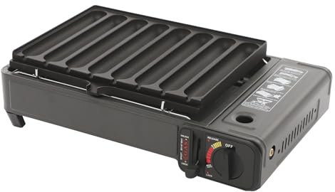 Barbacoa de gas portátil para camping, barbacoa de mesa, 2,2 kW, estufa de gas para 8 salchichas, ideal para camping, camping y balcón