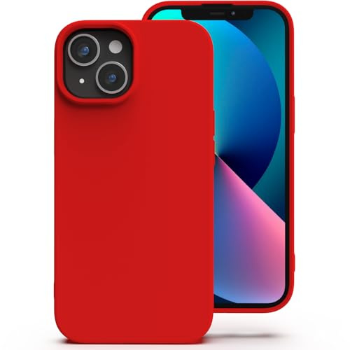 Zuvirelx Silikon Hülle für iPhone 13 - Rot | Dünne, Rutschfest, Weiches Griff, Minimalistisch, Taschenpassend, Stoßfest Handyhülle