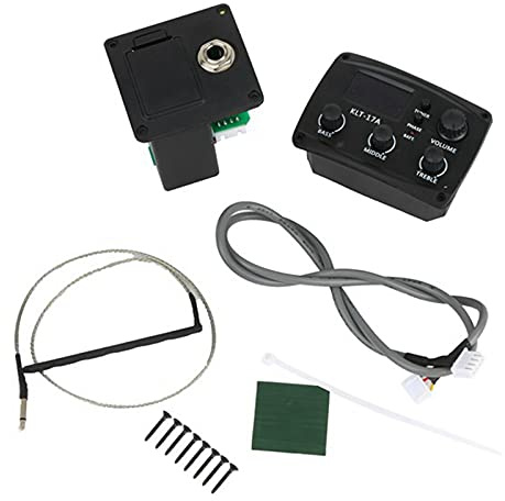 MVOSJFIE -17A Acoustic Guitar EQ Preamp with Digital Procedding Tuner 3 Band EQ Equalizer with Tuner Guitar Pickup