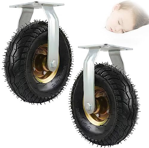 LVSEWOA Heavy Duty Industrial Casters, 6/8/10in Swivel Heavy Duty Industrial Wheel, Shock Absorption, Air Filled, Pneumatic Inner Tube, Wheelbarrow Tires Replacement Tires