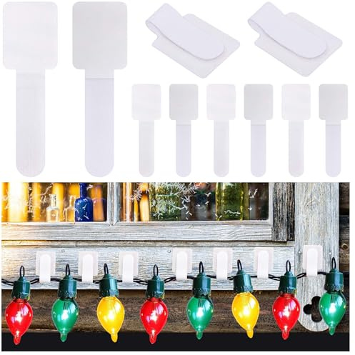 PURPLE STAR 1N 40 Stück Mini Kabel Clips-Weihnachtstag Licht Haken-Kabelhalter selbstklebend-Indoor & Outdoor Urlaubslicht Haken-Clip für Lichterketten-Mehrzweckhaken Dekoration-Wand Kabelbefestigung