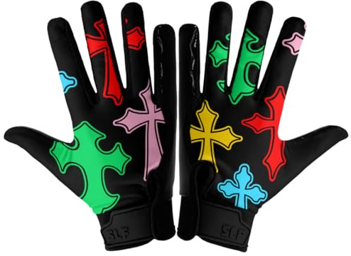 SLEEFS Youth Football Gloves for Boys & Girls - Wide Receiver Football Gloves with Sticky Grip for Catch Control - Lightweight, Breathable Fit - Durable Kids Glove, Youth Small or Large