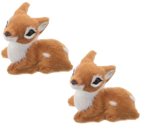 JOINPAYA 2 Stück Teiliges Weihnachts-Hirsch-deko- Realistische Figuren aus Plüsch Vielseitige Tisch Regaldekoration für Zuhause Büro und Ladengeschäft Leicht und Kompakt