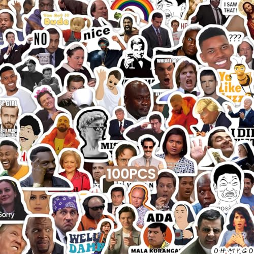 BCHMN 100 Stück Lustige Meme Sticker Set, Meme Aufkleber für Auto Laptop Skateboard Fahrrad Moped Motorrad Fahrrad Computer, Geeignet für Erwachsene (A)