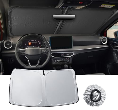 LUWU Compatible con Seat Ibiza 6F MK5 2017-2025 2026 Parasol Coche Delantero a Medida Protector Solar de Parabrisas Pliable Bloqueo Rayos UV Accesorios Interior Ibiza 6F MK5