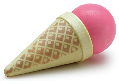 Erzi 14000 Eistüte, rosa aus Holz, Kaufladenartikel für Kinder, Rollenspiele