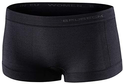 BRUBECK Boyshorts Damen | Nahtlose Unterhose Boxer für Frauen Mädchen | Womens Underwear | Underpants Seamless Women | Sports Panties | 41% Merinowolle | Fitness | Gr. M | Schwarz | BX10440