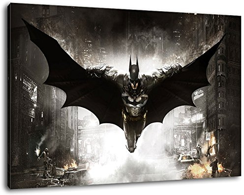 Dark Batman arkham Format 80x60 cm fertig gerahmte Kunstdruckbilder als Wandbild - Billiger als Ölbild oder Gemälde - KEIN Poster oder Plakat