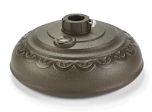 Patio Living Concepts, 00147, Durable Rust Free Molded Resin, Patio Umbrella Base, 30 pounds Holding Force, 14 1/2 D & 6 1/2 H, Bronze