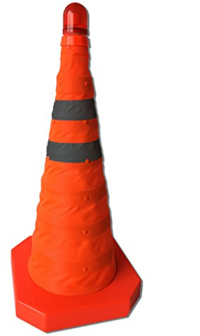 UvV-Reflex Pylone 49 cm faltbar zur Eigensicherung bei Pannen, Unfällen inkl. Warnleuchte (1)