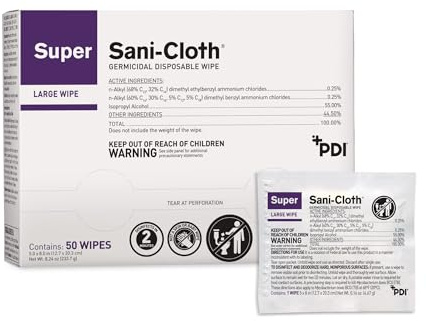 Kosiy PDI Healthcare H04082 Super Sani-Cloth Germicidal Disposable Wipe, 5 Width, 8 Length (Pack of 50)