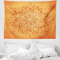 ABAKUHAUS Blatt Wandteppich, Orange Mandala aus Weiches Mikrofaser Stoff Waschbar ohne Verblassen Digitaldruck, 150 x 110 cm, Orange