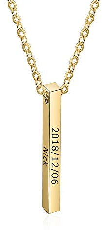 Gaosh Collana con Nome Personalizzato per Donna Uomo Collana con Ciondolo a Barre con Incisione Bff Partner Collana Acciaio Regalo Compleanno