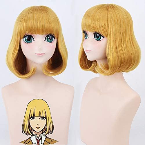 Anime Midorikawa Hana Cosplay Perücke Golden Blonde Kurze Bob Hitzebeständige Faser Haare Gefängnis Gefängnis Frauen Kostüm Spiel Perücken + Mütze Pl-443