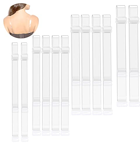 Cinghia del Reggiseno Antiscivolo Trasparente Invisibile, Tracolla di Ricambio della Cinghia del Reggiseno Regolabile, Gancio Trasparente Rimovibile Morbido 6 Paia