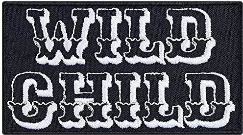 WILD CHILD Aufnäher zum annähen/aufbügeln | Lady Biker girl Aufbügler Bad Girl Patch/Bügelbilder | Geschenk für Männer/Frauen Applikation für Jacke/Boots/Jeans/Tasche | 90x50mm