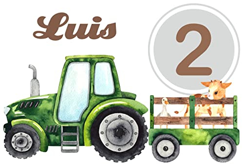 MissRompy Geburtstag DTF Bügelbild Traktor (663) für dunkle und helle Stoffe mit/ohne Zahl groß Aufbügler Jahreszahl Dinos Bügelbilder Applikation Aufbügelbild