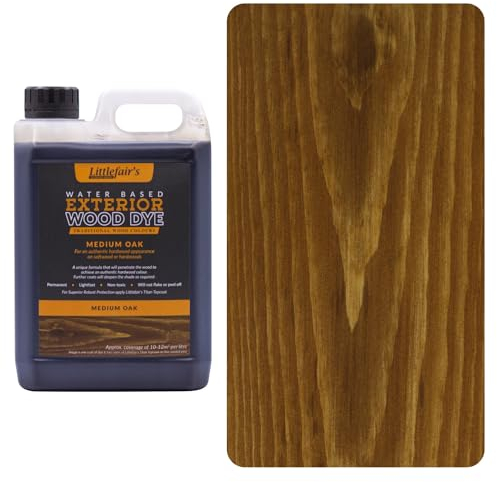 Littlefair's Holzlasur Außen 5ltr - Holzlasur Für Natürliche Holzmaserung - Wasserbasierte Holz Lasur - Schnell Trocknend, Schützt Und Umweltfreundlich - Farbe:Mittlere Eiche)
