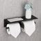 HANFU Porte Papier Toilette, Double Support Papier Toilette avec Étagère Rangement Spacieuse, Aluminium Dérouleur Porte Rouleau Papier Toilette Autoadhésive et Mural pour Salle de Bain 31cm, Noir
