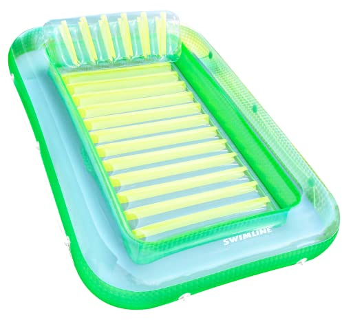 SWIMLINE Original Suntan Tub Classic Edition Aufblasbare Schwimmliege grün und gelb | Tanning Pool Hybrid Lounge