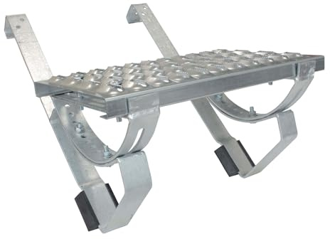 DAPRONA Laufrost Set für flache Dachziegel 100cm, Dachtritte für Schornsteinfeger Silber, inkl. Montagematerial für sichere Dachbegehung