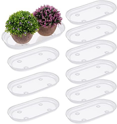 Juexica Blumentöpfe aus Kunststoff, rechteckig, oval, für Fensterbank, Blumentöpfe für Fensterbänke und Fensterregal, 30,5 x 15,2 cm, 10 Stück