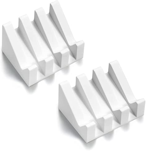 Ygapuzi Lot de 2 Porte-Savon en Silicone avec écoulement de Douche - Bandes en Cascade - Plateau pour Nettoyage Facile - Évier de Salle de Bain et Cuisine - Accessoire de Coussin à Savon (Blanc)