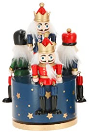 TIMSTOR - Carillon con Schiaccianoci Soldatini di Natale Musicale 20cm Blu Legno