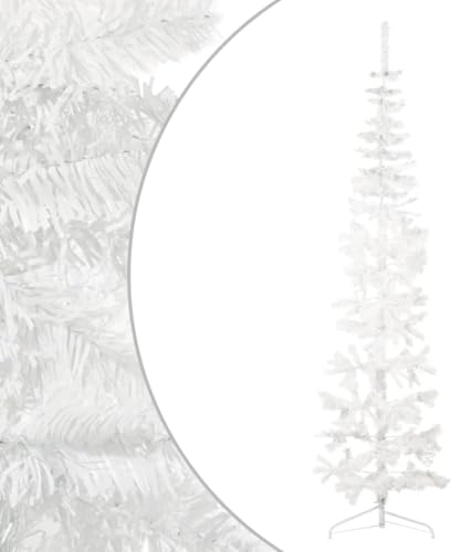 vidaXL Albero Natale Artificiale Sottile a metà Supporto Bianco 210 cm