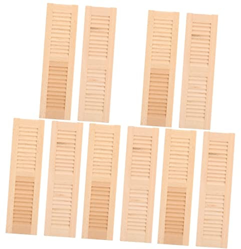 10 Pcs Mini Blinds Doll House Furnishings Doll House Accessories Mini Front Door Decor Mini Decor Window Shutters Wood Toy Playpin Small Bookshelf Wooden Child Miniature