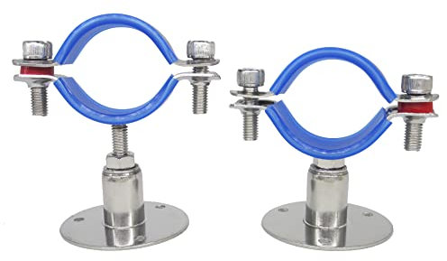Abrazadera de acero inoxidable ajustable para tubo – Soporte de montaje en pared/techo para tubos de 1-1/2 pulgadas, soportes resistentes a la oxidación, tipo corto, paquete de 2