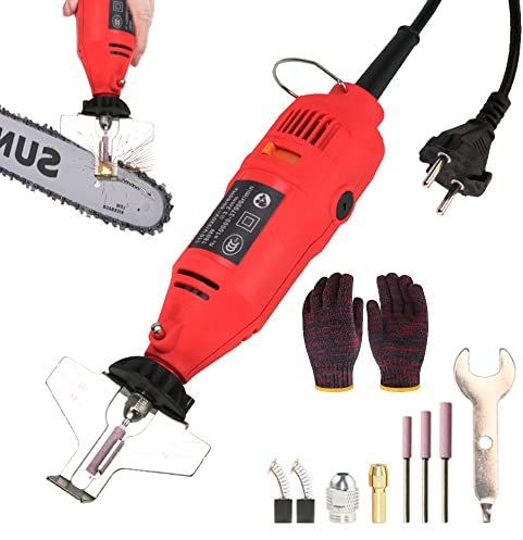 Kit per affilare catene per motoseghe a batteria 180W Affilatrice per smerigliatrice per catene a mano per utensili per affilare mulini elettrici (rosso)