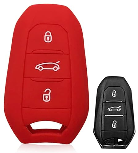 Nordecco – Coque de clé en silicone pour Peugeot 208 508 2008 modèles 2013-2016, C4 Citroën DS3 DS4 DS5 C4L DS 4 5, C3 Lounge C4 Cactus Berlingo Jumpy (à partir de 2018) Télécommande sans clé (rouge)