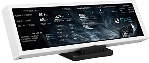 VBESTLIFE Monitor de Temperatura de Computadora de 8.8 Pulgadas, Pantalla de Panel de Sensor de PC de 1920x480 60Hz Vista Completa IPS, Uso de CPU GPU RAM y Pantalla de Temperatura, Tema de (Blanco)