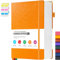 FOCUS DAY Ledergefüttertes Notizbuch, 320 Seiten, Hardcover-Notizbücher zum Schreiben und Notizen machen für Frauen und Männer, B5 (18 x 25cm) liniertes Tages-Notizbuch, Orange