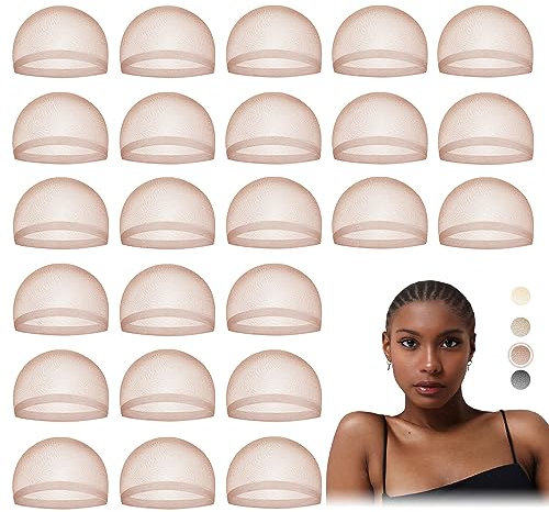 MYKURS Wig Caps for Lace Wigs, Haarnetz für Perücken, Transparent Perückenkappe für Frauen, Perückennetz, Dunkelbraun 24 Stücke