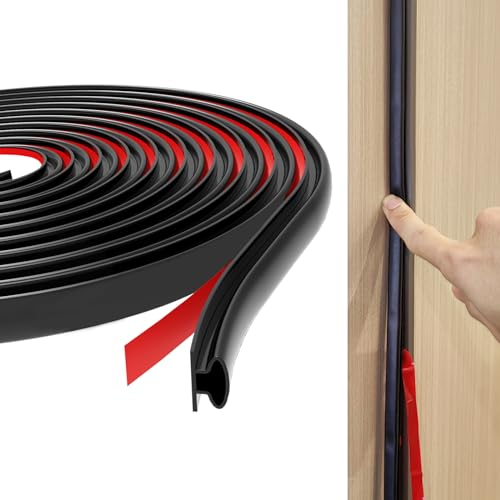 TECDW 10m Guarnizione Finestra Autoadesiva, Striscia D-Tipo per Anti Freddo, Rumore e Collisione, Gomma Nastro Paraspifferi Porta (Nero)