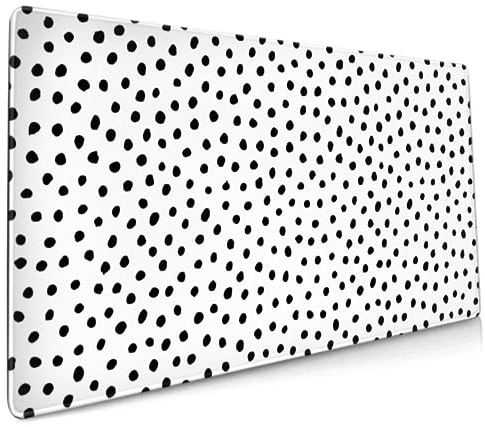 Schwarz Weiß Punkt Boho Mauspad 35,4 x 15,7 Zoll XXL Niedliche Polka Dots Gaming Mousepad Erweiterte Große Laptop-Tastatur Mauspad Rutschfeste Gummibasis mit genähten Kanten für Home Office