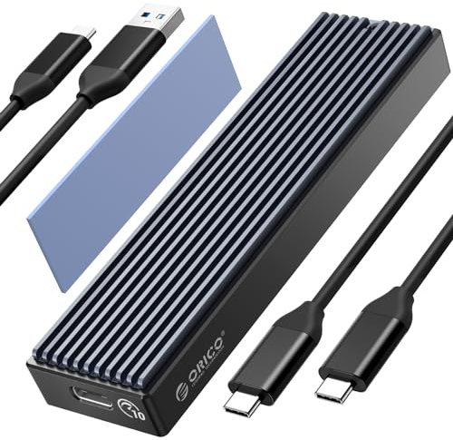 ORICO M.2 SATA NVMe SSD Enclosure, USB 3.1 Gen 2 (10 Gbps) to NVMe PCI-E M.2 SSD Case Support UASP for Size 2230/2242/2260/2280(up to 4TB)