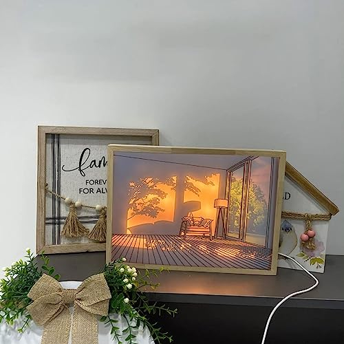 kyaoayo Peinture murale LED - Décoration d'éclairage - Cadre photo - Avec 3 couleurs - Éclairage réglable - Pour salon, bureau, chambre (S3)
