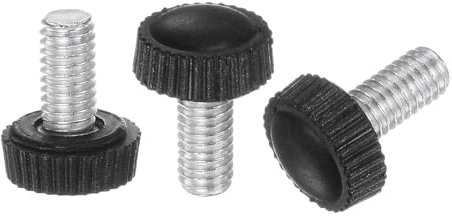 QUARKZMAN 20 Piezas de Perillas Moleteadas de Rosca Macho M6 X 12 mm, Perillas de Sujeción de Tornillo de Pulgar, Agarre de Perillas de Plástico con Espárrago Roscado, Negro
