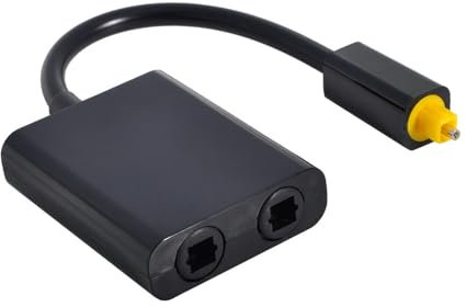 NFHK Dual Port Toslink Digital Optical Audio Splitter Adapter Fiber Optic Audio Cable 1 in 2 Out Black, NF-CA-014