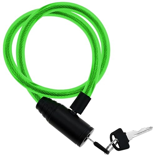Lucchetto monopattino elettrico Cavo in acciaio resistente 60 cm blocco chiave avanzato per una sicurezza senza pari affidabile robusto pratico (Verde)