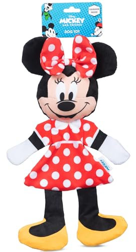 Disney for Pets Minnie Mouse Plush Squeaky with Flattie Crinkle Body Dog Toy 13.5in | Disney Dog Toys | Plush Squeaker Toy for Dogs Inspired by Minnie Mouse, Disney Mickey and Friends