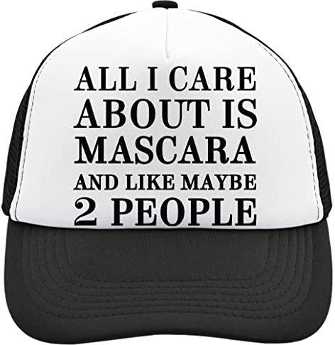 Functon+ All I Care About is Mascara and Like Maybe 2 People Mesh Back Trucker Cap Adjustable Snapback Hat Casu Black, Schwarz , Einheitsgröße