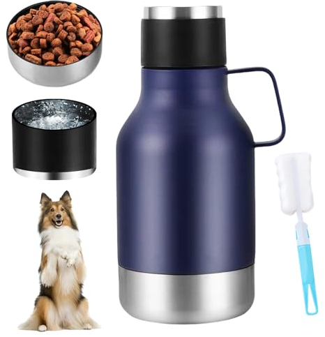 Meyagot Bouteille D'eau Pour Chiens Bouteille D'eau De Voyage 40oz Gourde Pour Chien Gourde Chien Promenade En Acier Inoxydable Bouteille D'eau Isolée Avec Récipient De Nourriture Pour Voyages Camping