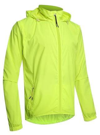 Fahrradjacke für Herren und Damen, Lauftrikot, abnehmbare Ärmel, ärmellose Weste, leichte, gut sichtbare, reflektierende Fahrrad-Windjacke, winddichter Sonnenschutz, Fahrradmantel,Green-XXL