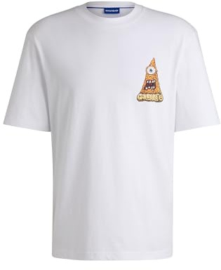 HUGO Herren Nizzerio T-Shirt aus Baumwoll-Jersey mit Pizza-Grafiken